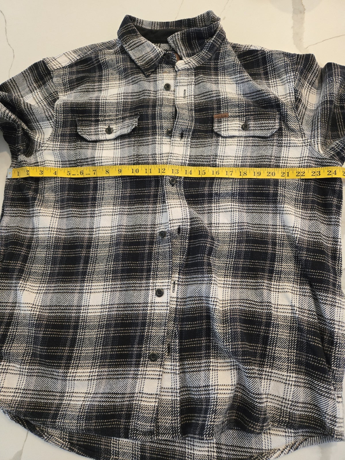 ORVIS Classic Collection Flannel Shirt Mens XL Black White Plaid Heavy Shacket