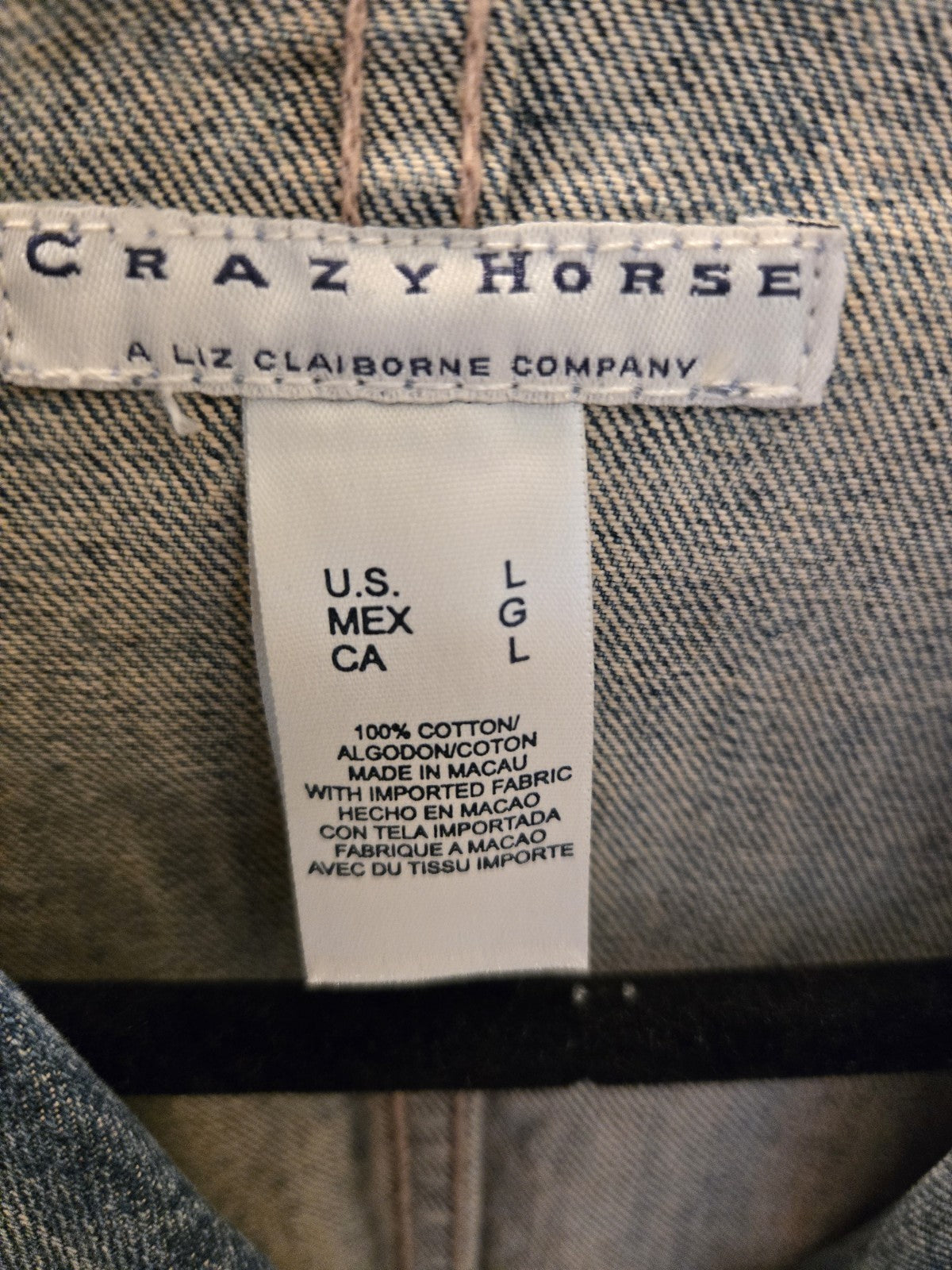 Crazy Horse Vintage Denim Blazer Liz Claiborne Blue Jean Jacket L Womens Y2K