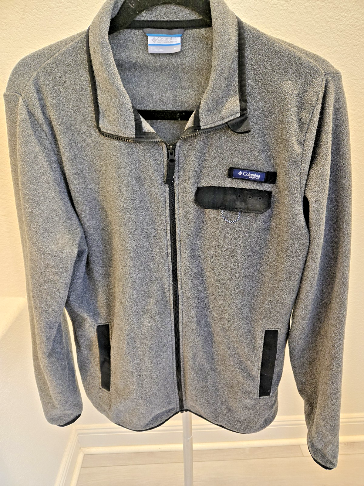 Columbia M Gorpcore Fleece Jacket Full Zip Chest Pocket Grey Quiet Luxury