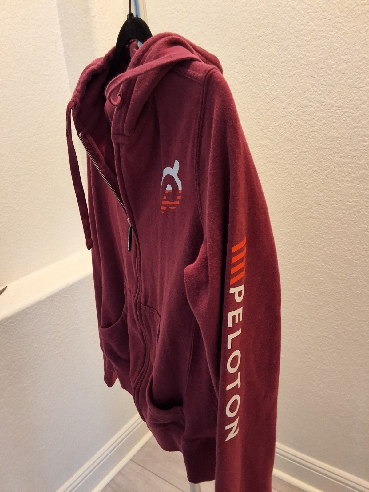 Peloton Official (2021) Fleece Full Zip Hoodie Burgundy w/ Logo Size S