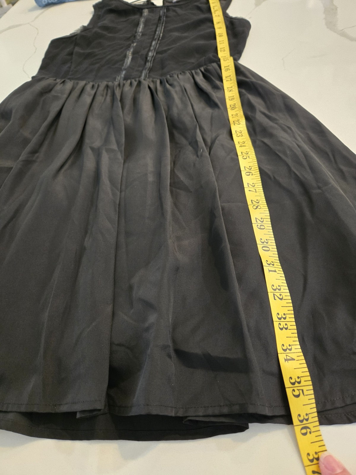 Jessica Simpson 8 Black Mesh Illusion Skater Mini Dress Zipper Fit Flare