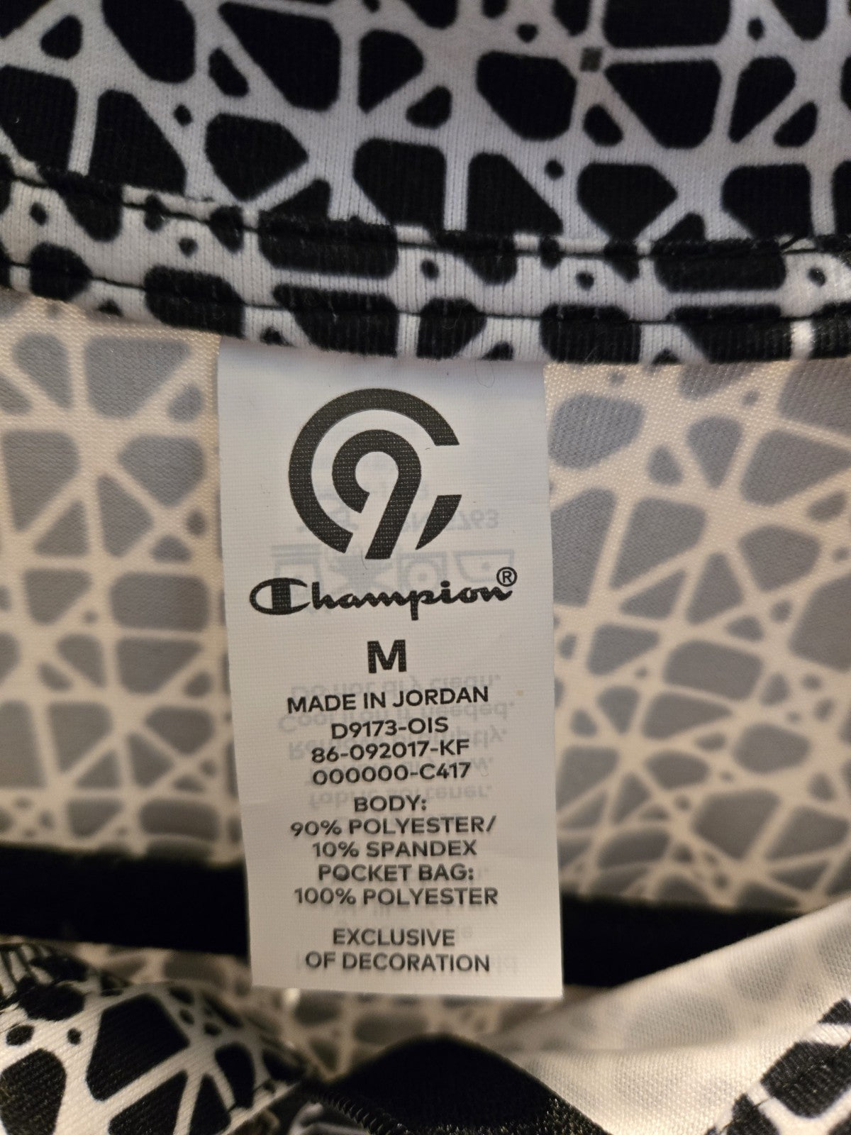 Champion M Black White Geo Pattern DuoDry 1/4 Zip Pullover Running Top Women