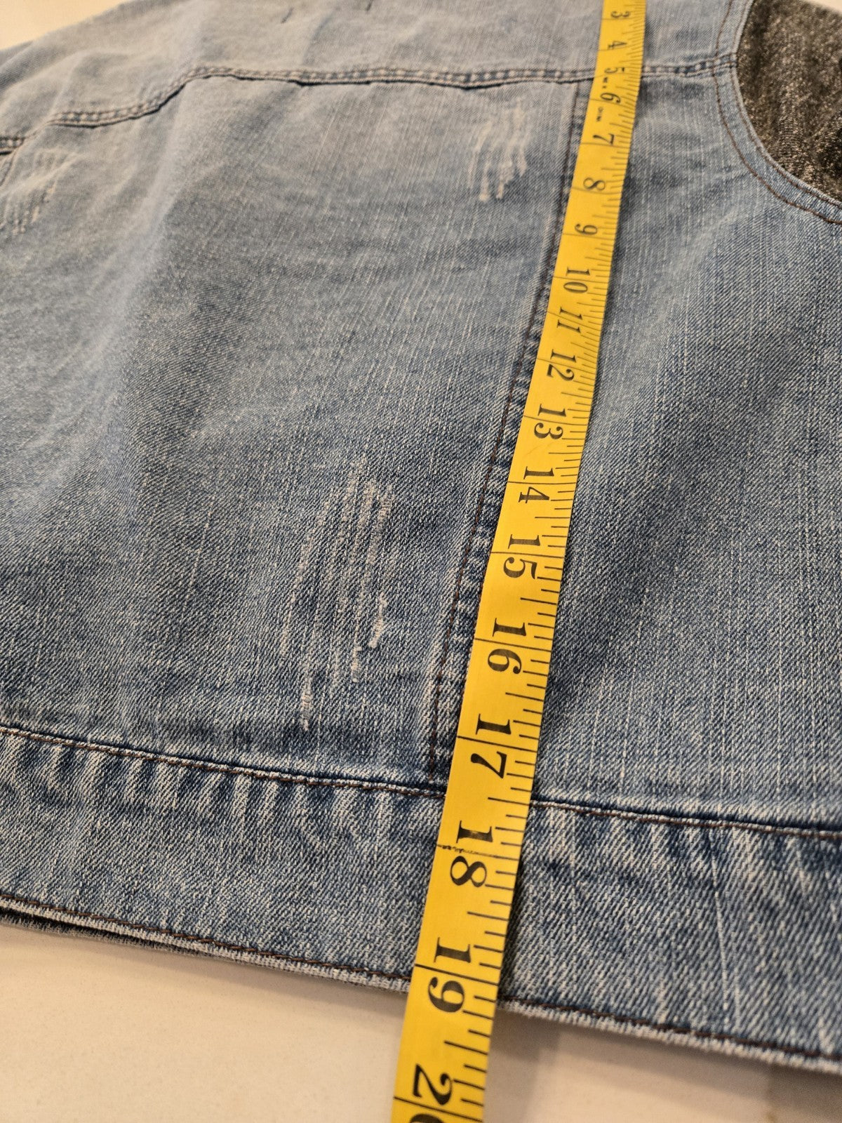 Ci Sono Denim Trucker Jacket SIze 2XL Classic Grucker Blue Fleece Collar Women's