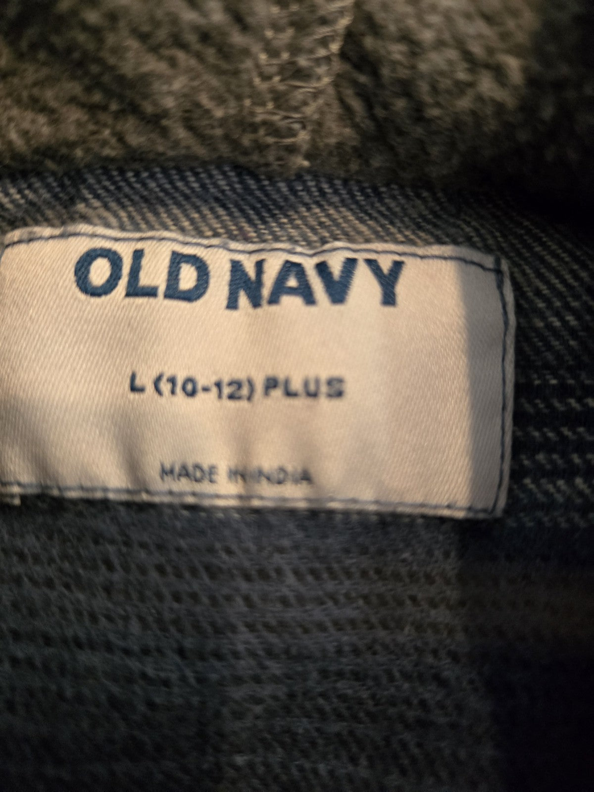 Old Navy L 10-12 Plus Striped Hooded Flannel Shirt Kids Blue Plaid Shacket