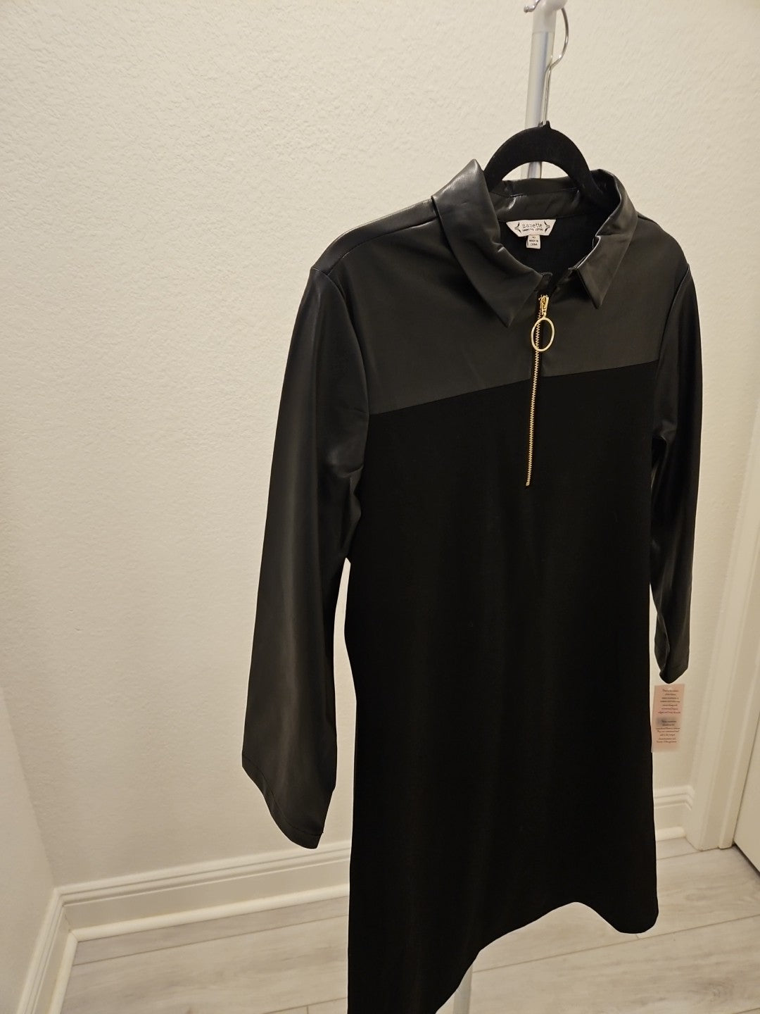 Nanette Lepore Size 10 NEW Goth Grunge Faux Leather Emo Career Knee Length Dress