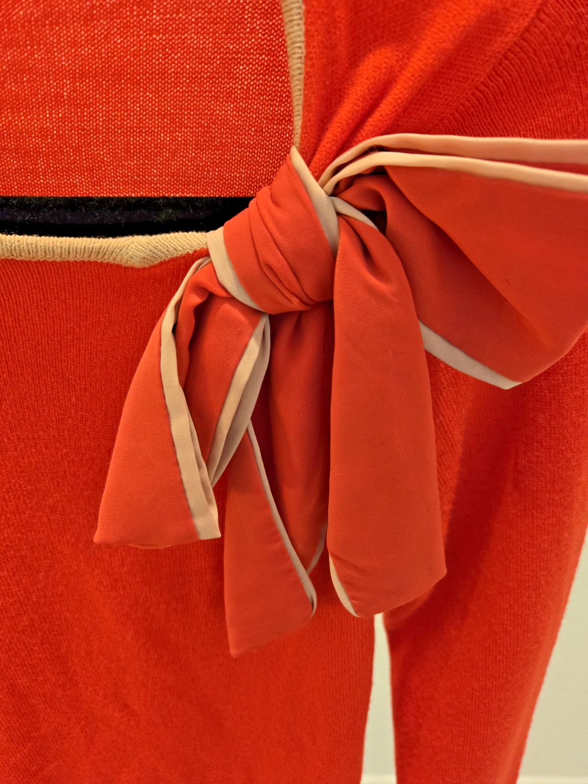 NY&Co Women's XS Coral Knit Sweater Oversized Side Bow Accent Long Sleeve Top