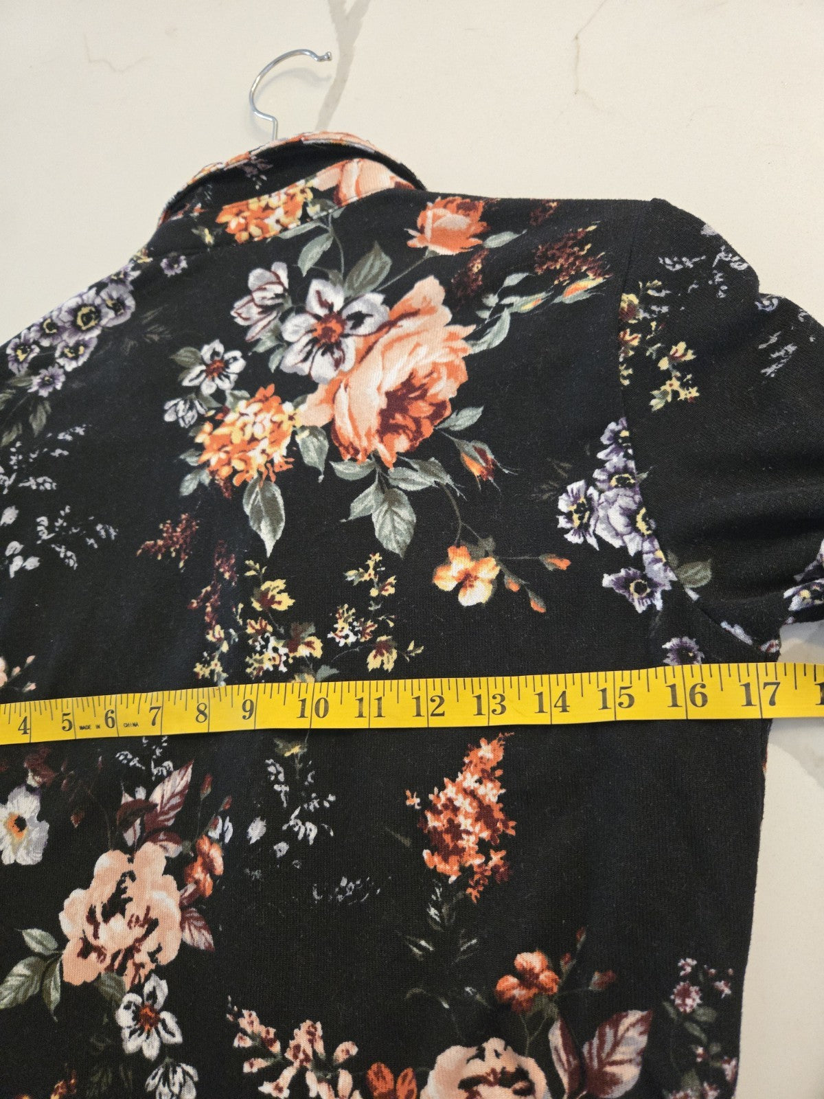 Fashion Nova M Floral Tie Front Button Up Shirt Womens Black Long Sleeve Blouse