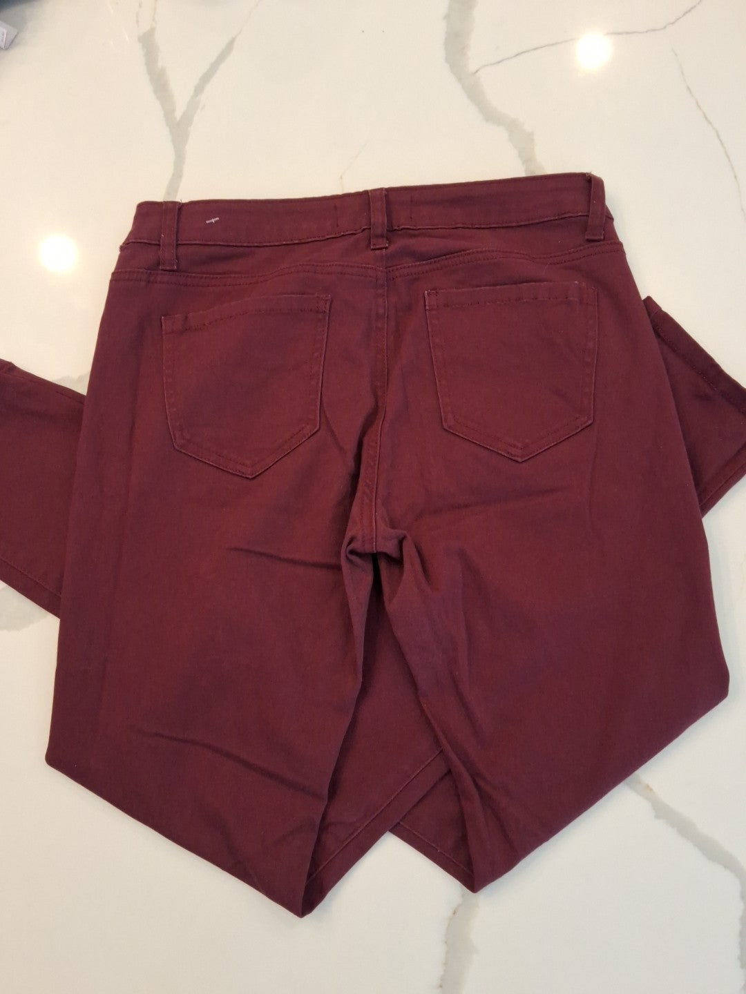 Wax Jeans Premium Denim Burgundy Size 11 Mid Rise 5 Pocket Slimming Jeans