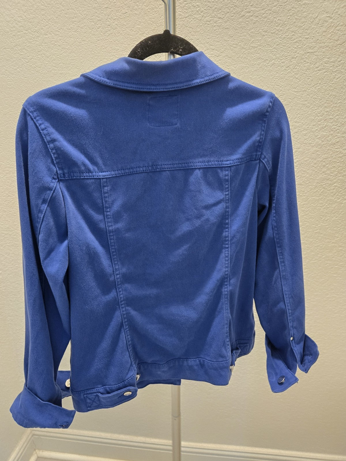 Gloria Vanderbilt Knit Jacket Womens Small S Royal Cobalt Blue Stretch Trucker