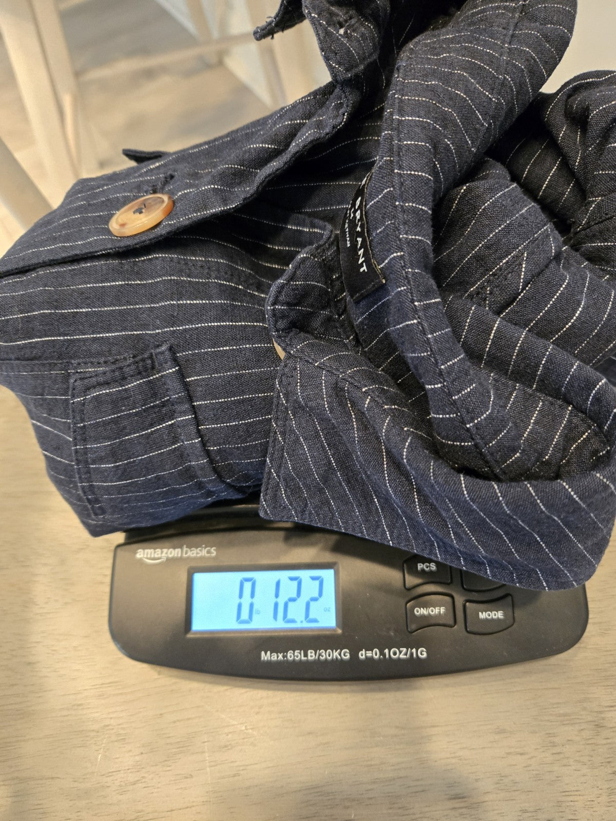 Lane Bryant Striped Linen 14 L Jacket Womens 14 Blue Cropped Shacket Pinstripe