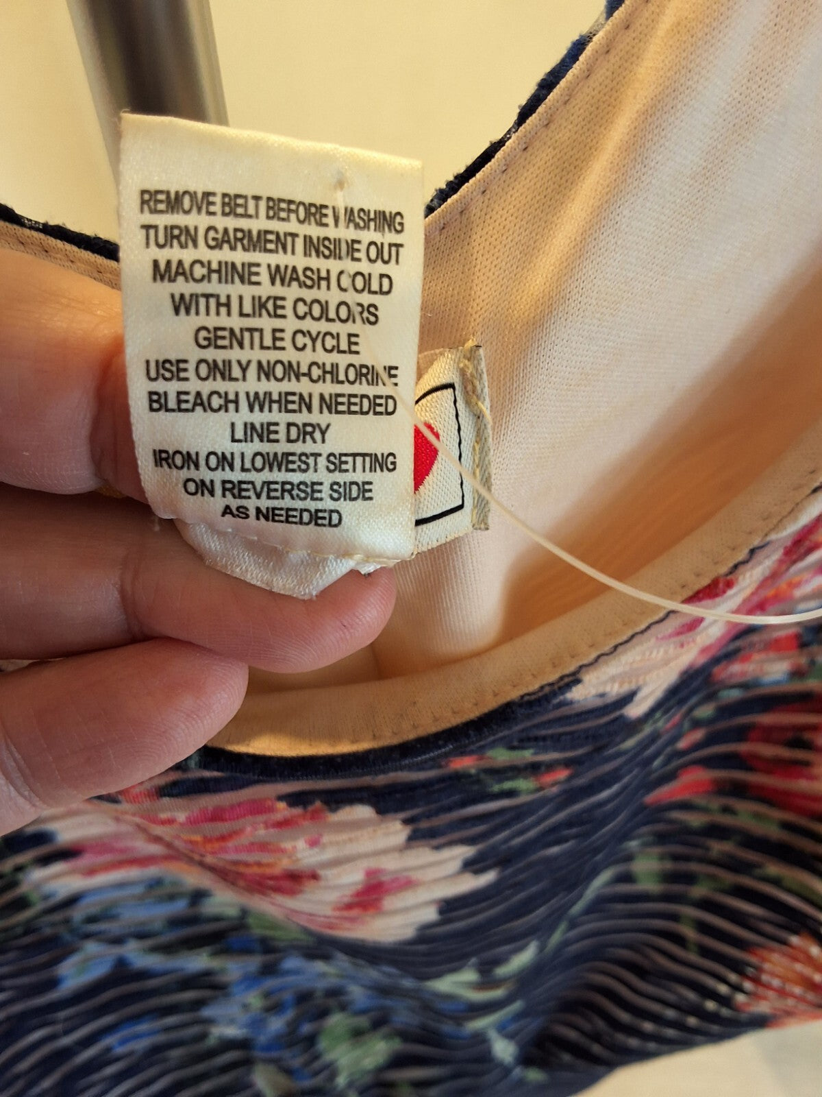 Three Pink Hearts Floral Skater Mini Dress Size L Blue Pink Striped Sleeveless