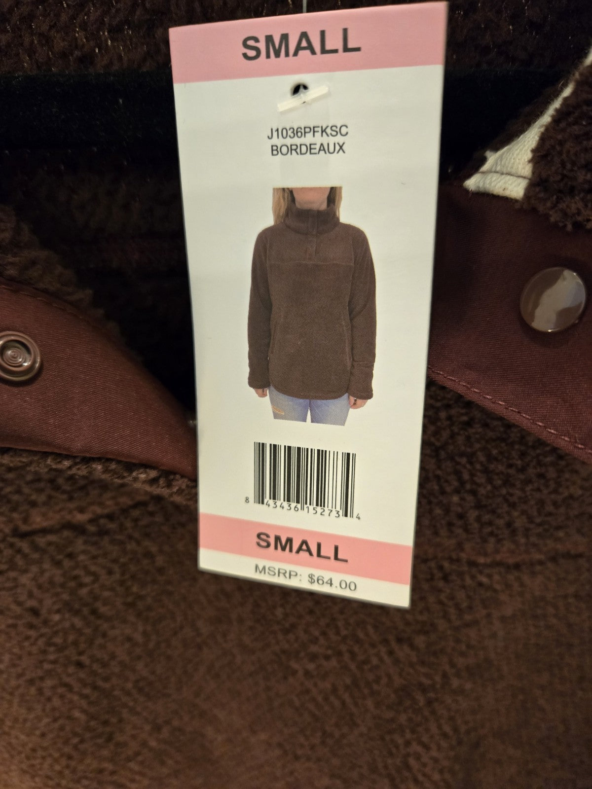 T.S. Taking Shape S Burgundy Teddy Fleece 1/4 Snap Sweatshirt NWT MSRP $64