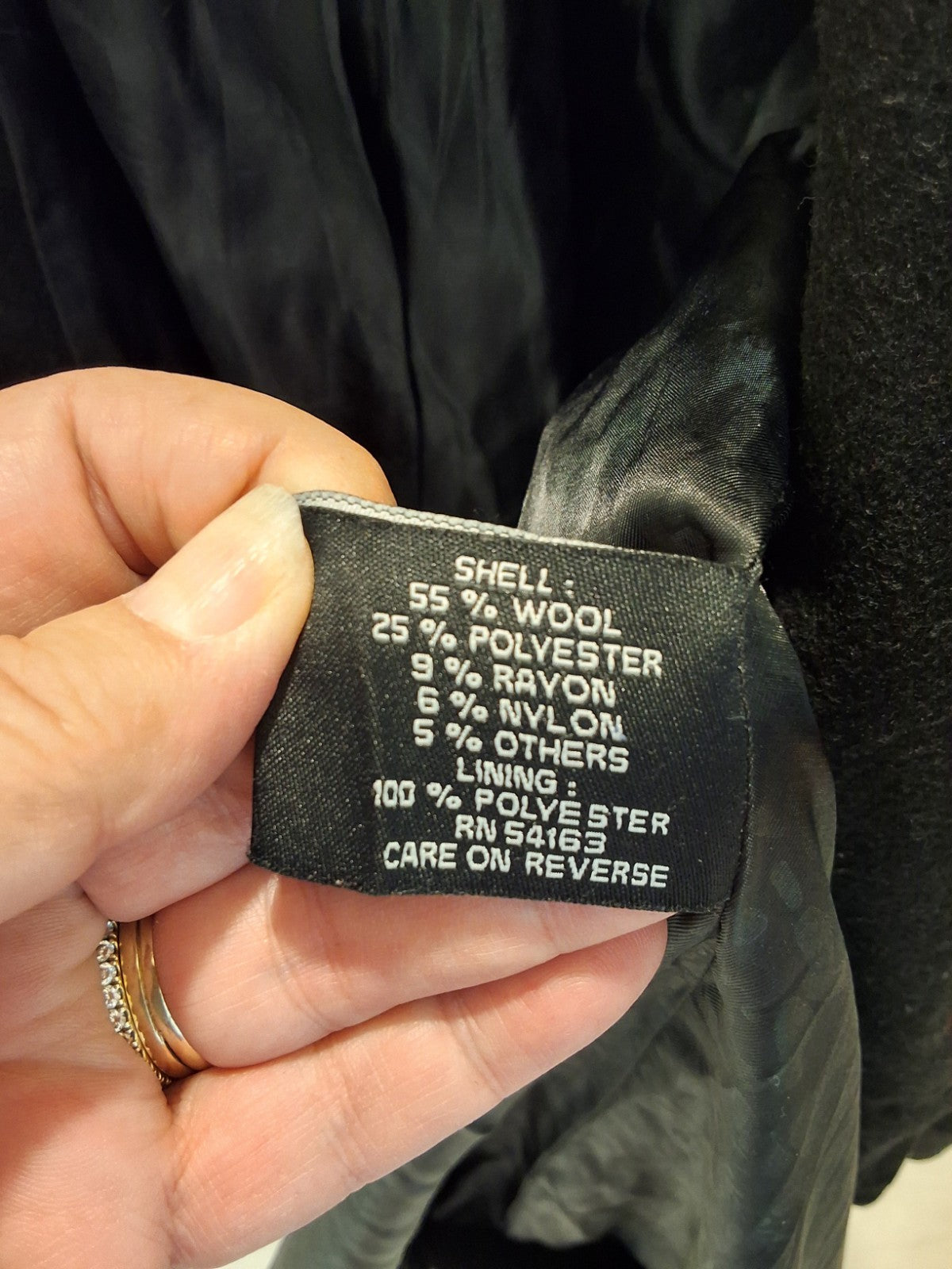 Guess Black Double Breasted Peacoat Wide Shawl Collar Fitted Wool Blend S 2000s