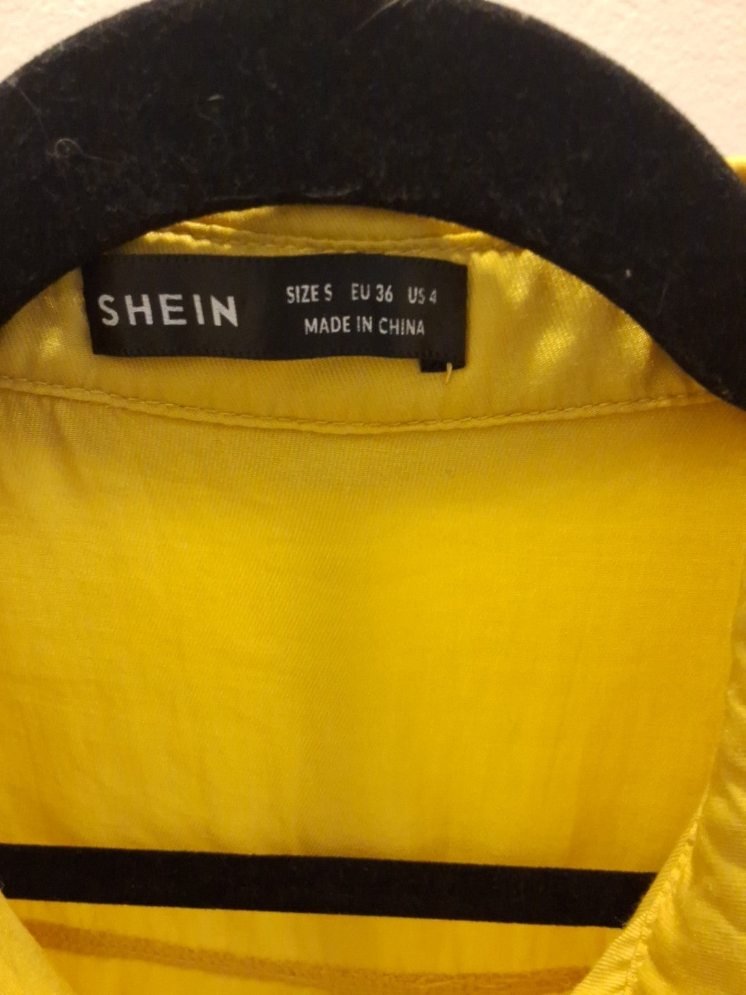 Shein Cropped Long Sleeve S Yellow Tie Sleeves Draw String Button Up Blouse