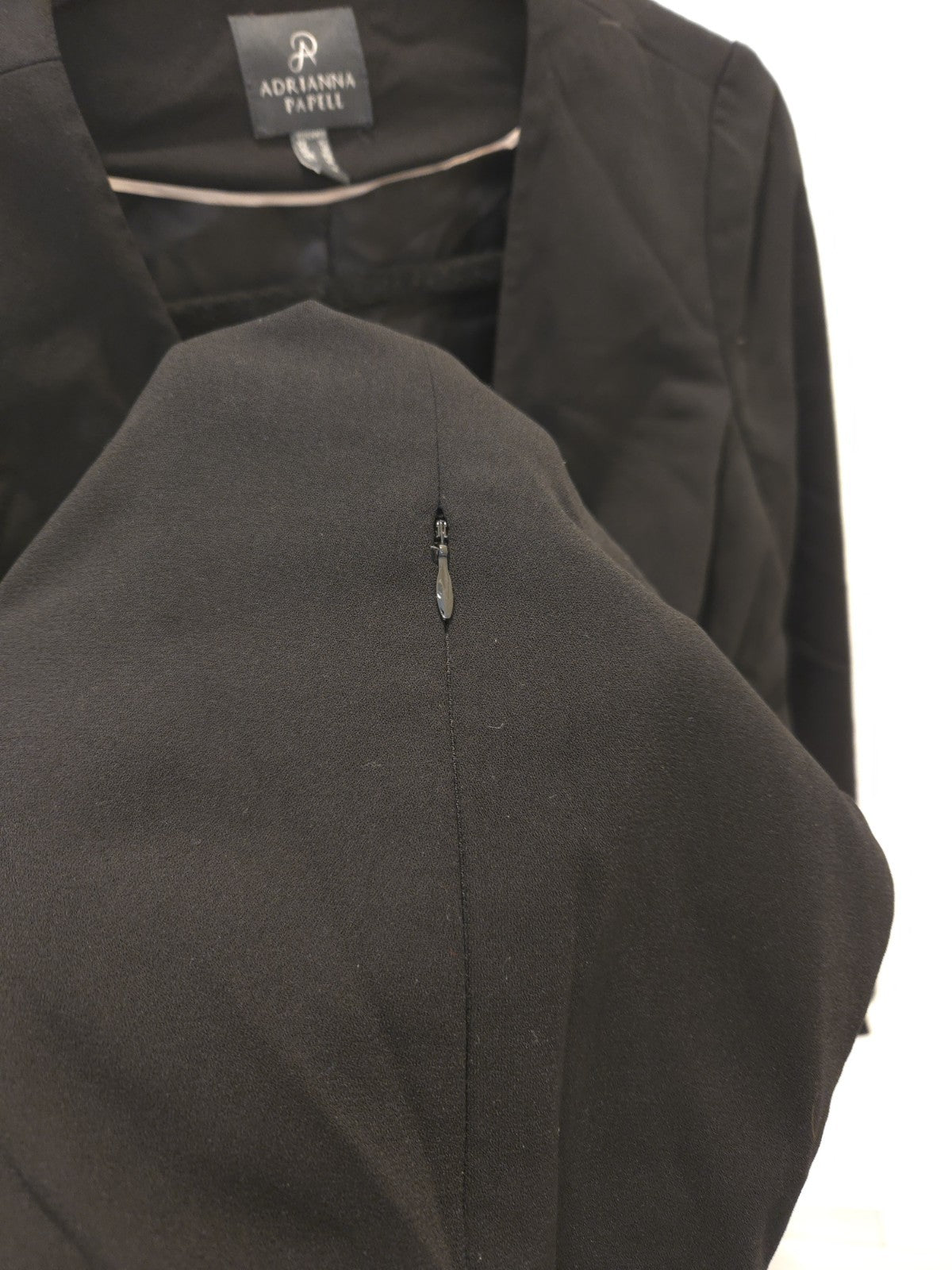 Adrianna Papell Black Single Button Blazer V-Neck Collarless M Size 10 Jacket