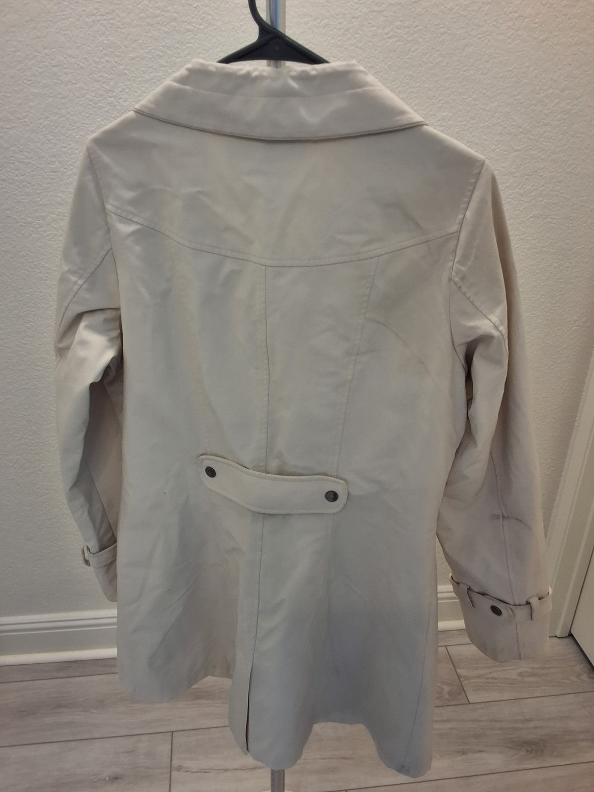 Kristen Blake Women's Medium Ivory Full-Zip Quilted Lined Jacket Trench Coat