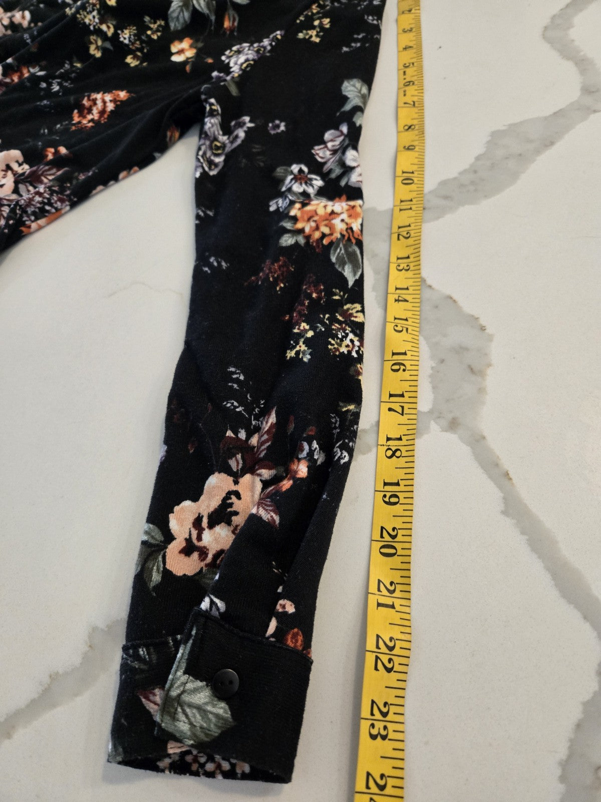 Fashion Nova M Floral Tie Front Button Up Shirt Womens Black Long Sleeve Blouse