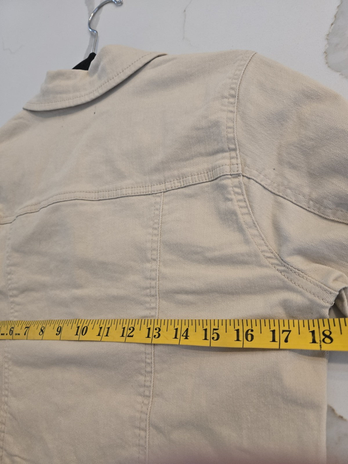 Active USA Khaki Denim Jacket M Womens Beige Jean Trucker Coat