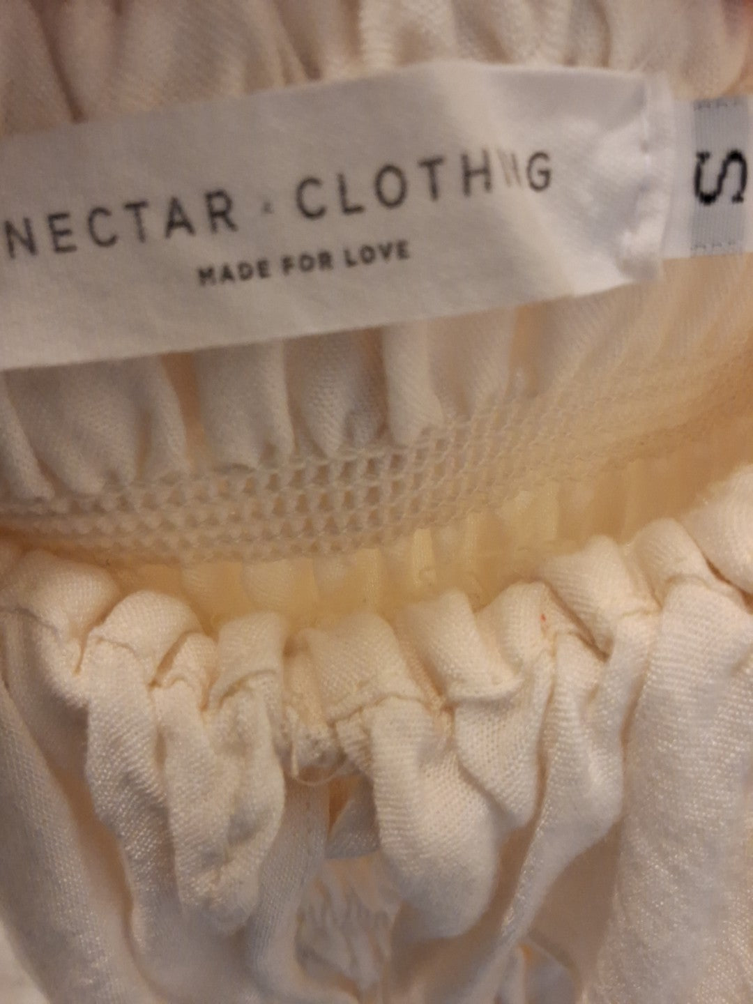 Nectar Clothing Size S with Ruffles Stretch Waist Cream Color Baby Doll Dress