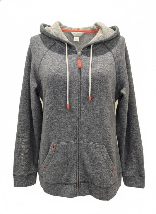 CJ Banks 1X Marled Full Zip Hoodie Raglan Coral Trim Athleisure Jacket Womens