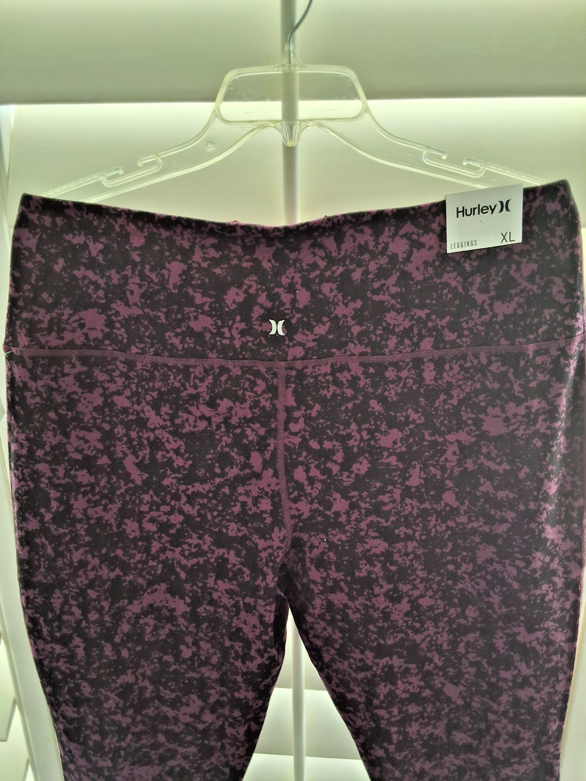 Hurley NEW High Waisted Leggings Purple Black Abstract Camo Reversible NEW