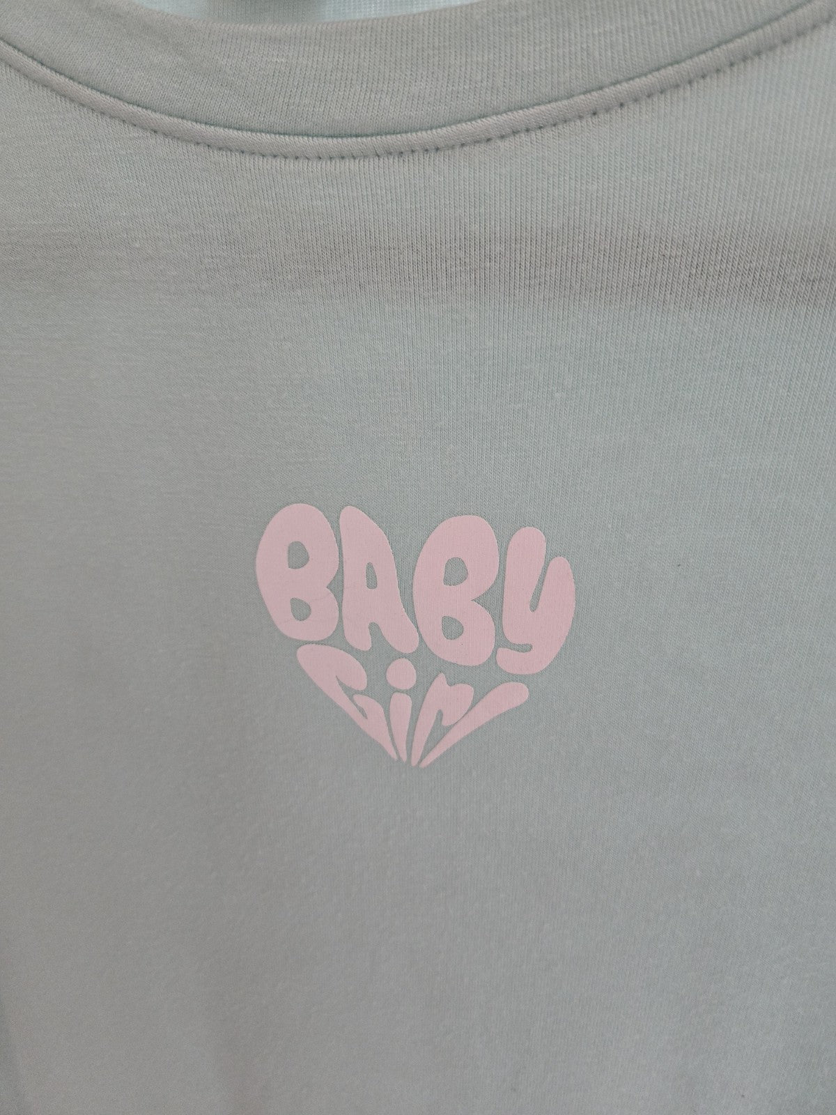 Forever 21 Small Mint Green Baby Girl Heart Graphic Crop Top Long Sleeve