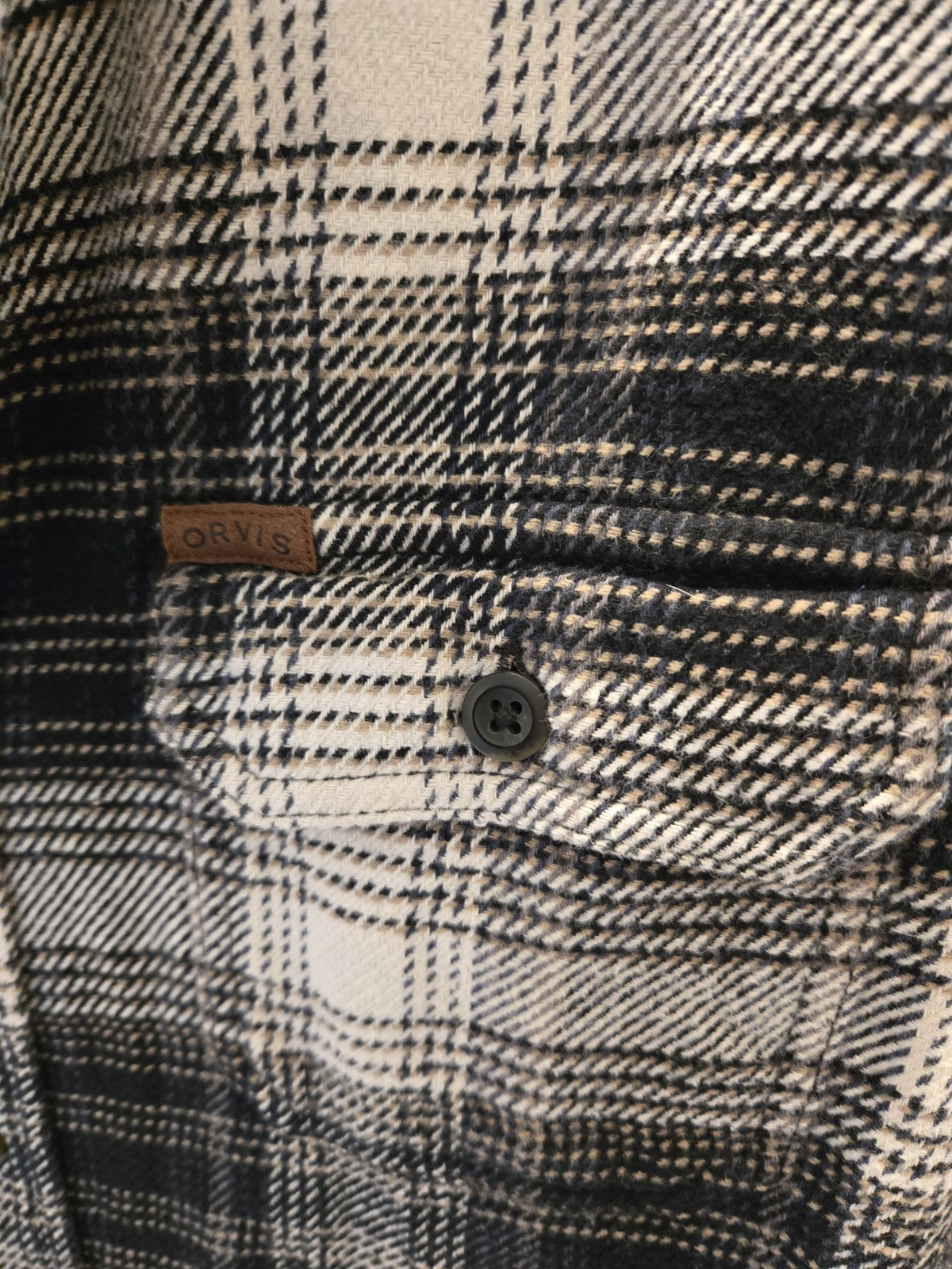 ORVIS Classic Collection Flannel Shirt Mens XL Black White Plaid Heavy Shacket