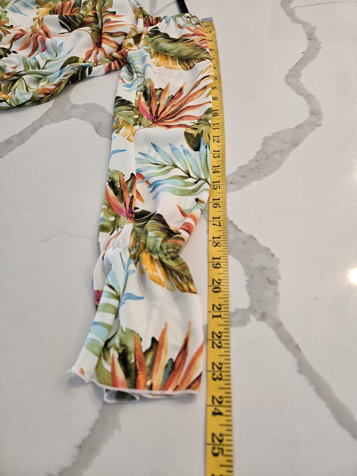 Papaya S Tropical Palm Leaf Blouse Womens Tie Front Cropped Top Beach