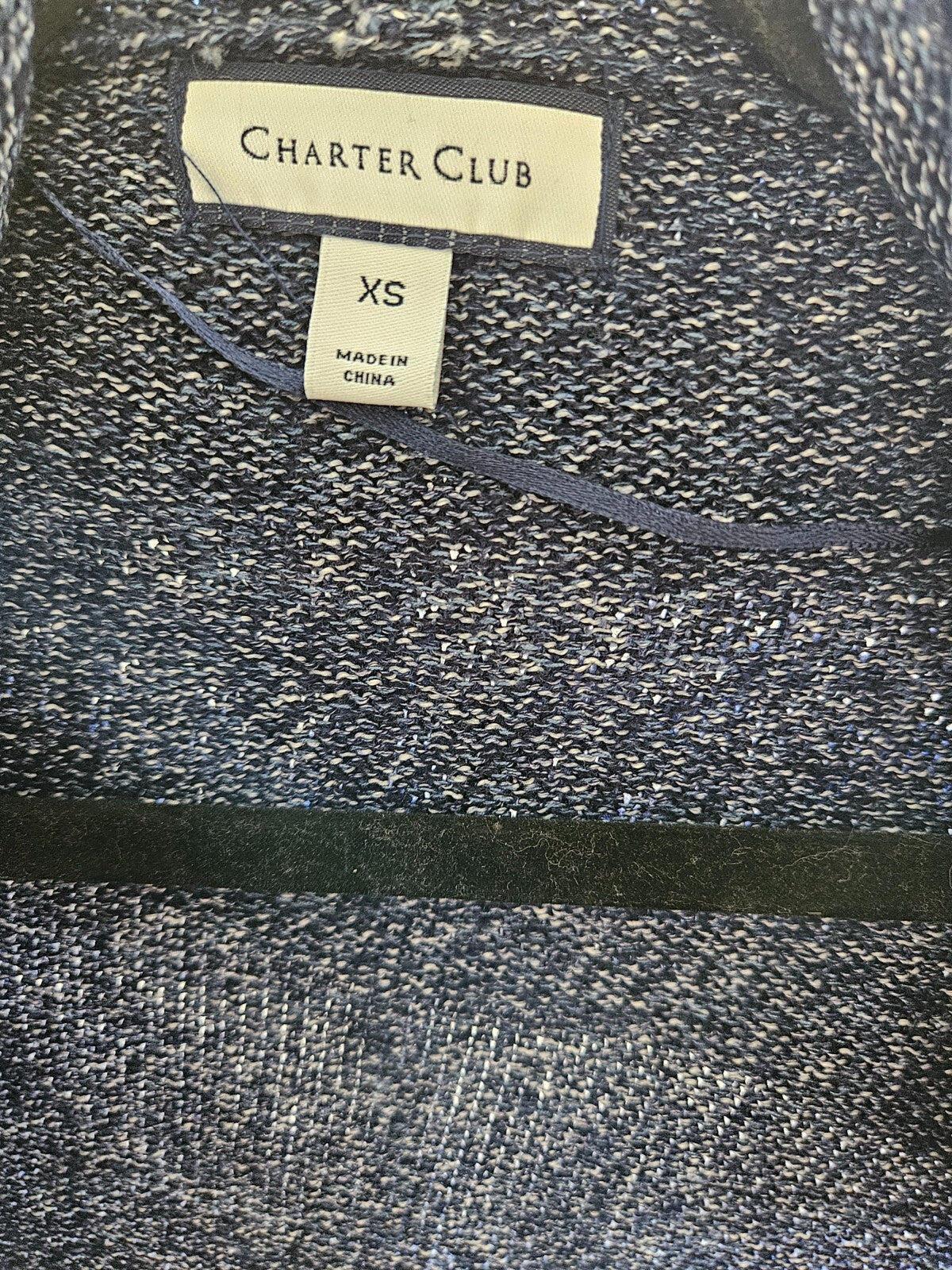 Charter Club Navy Luxury Draped Cardigan Shawl Collar Open Knit XS