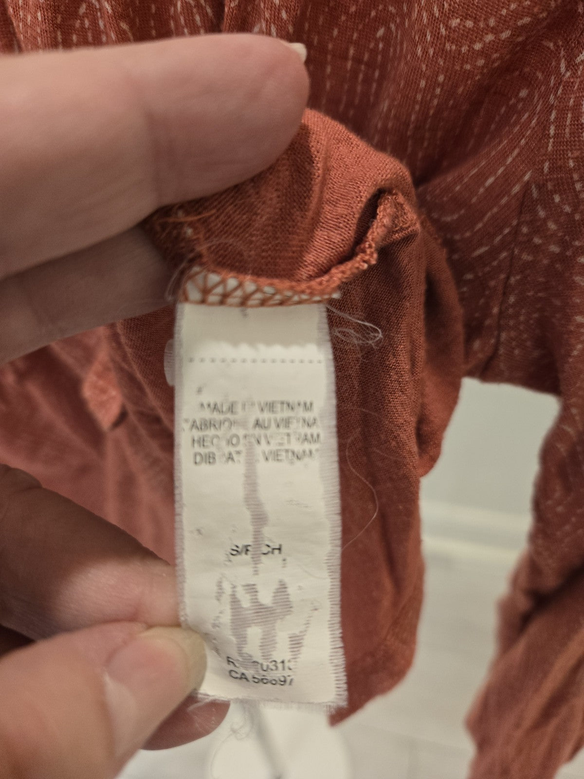Lucky Brand Rust Smocked Metallic Medallion Print Boho Tie Size S