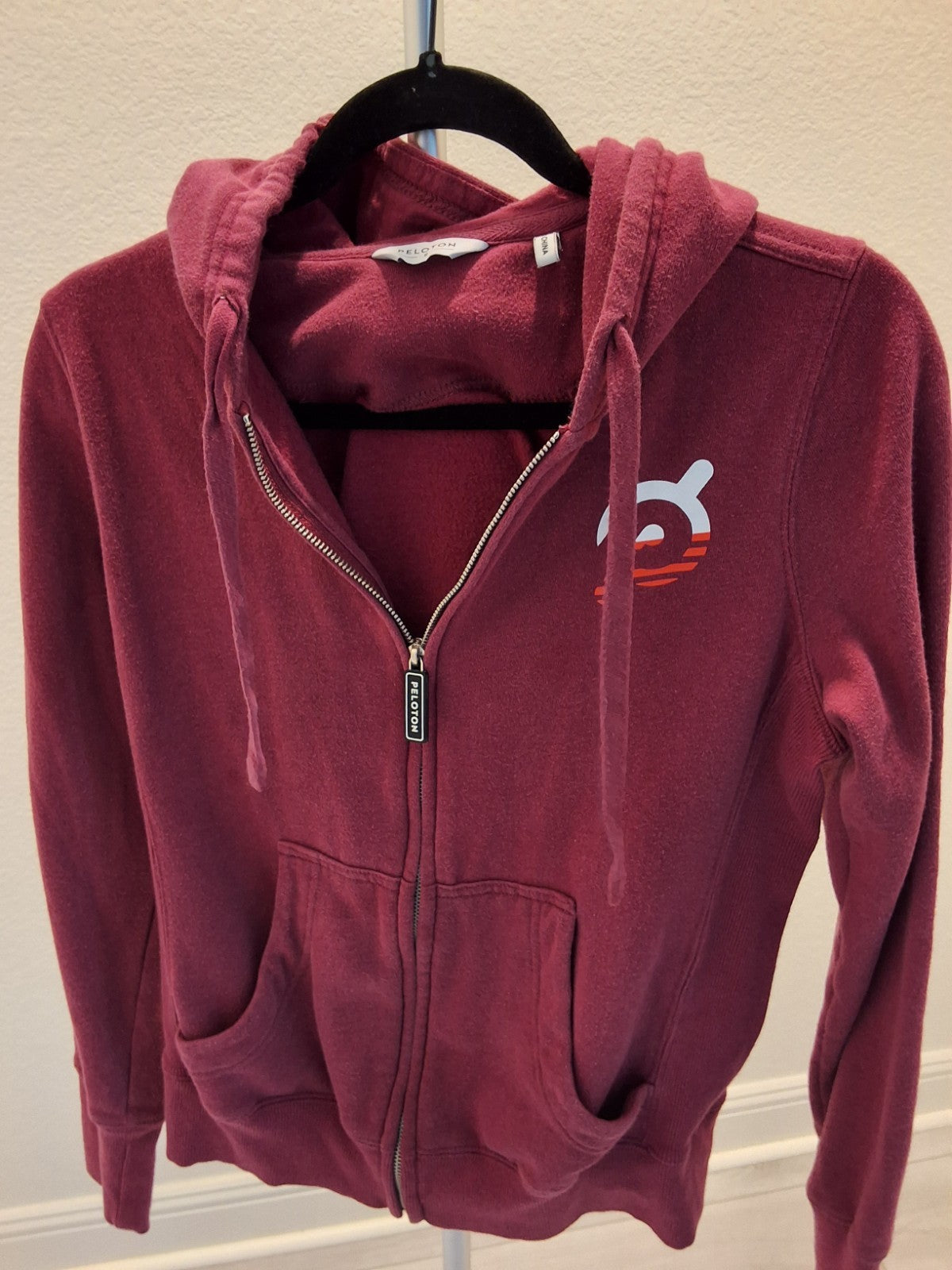 Peloton Official (2021) Fleece Full Zip Hoodie Burgundy w/ Logo Size S