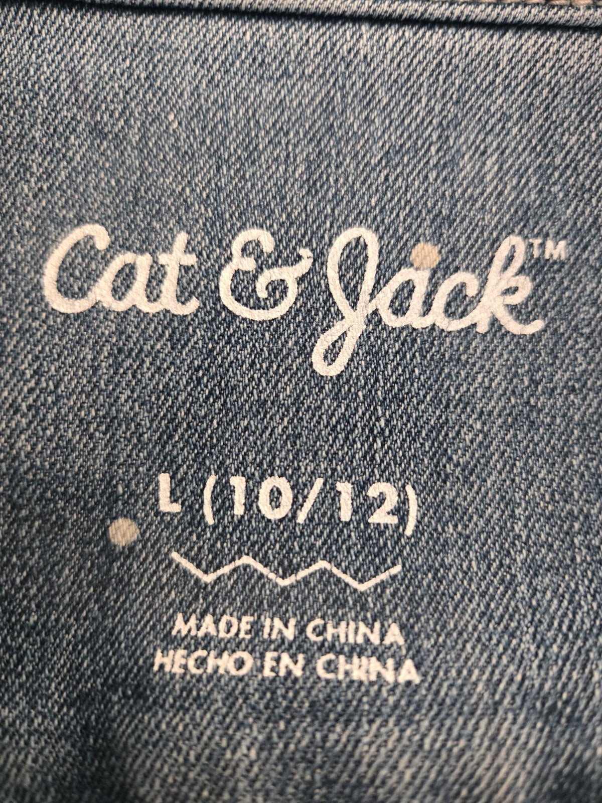 Cat & Jack L 10/12 Polka Dot Ruffle Denim Jacket Kids Girls Blue Jean Trucker