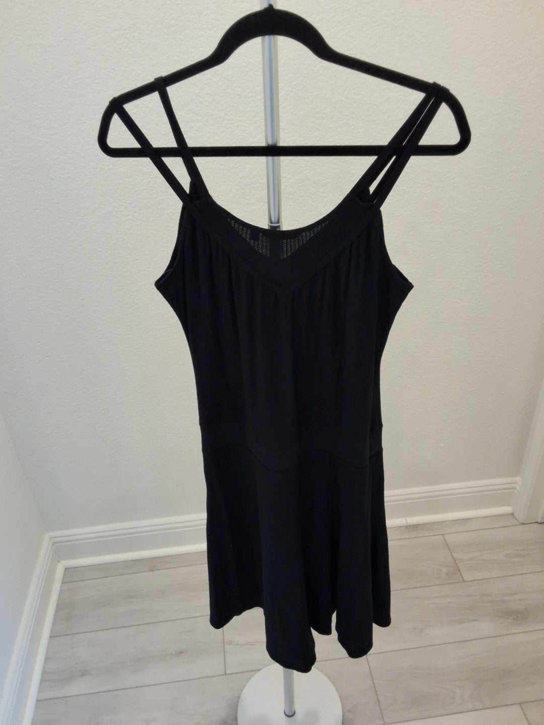 Vintage Elizabeth Hurley Breathable Strappy Black Cotton Dress