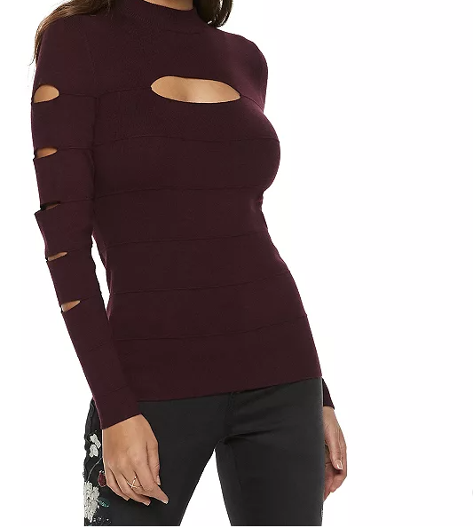 Jennifer Lopez NWOT Y2K Top Mockneck Sleeve Slash Cut Out Details Trendy XXL