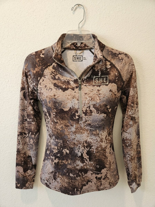 SHE Outdoor Small Prairie Camo 1/4 Zip Fleece Pullover Women Hunting Activewear
