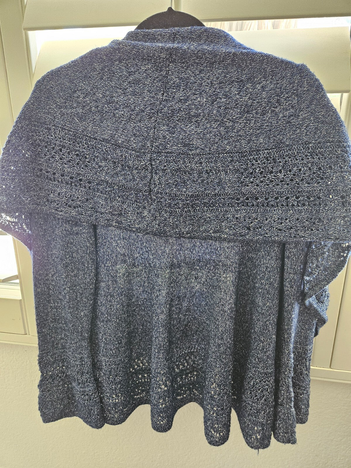 Charter Club Navy Luxury Draped Cardigan Shawl Collar Open Knit XS