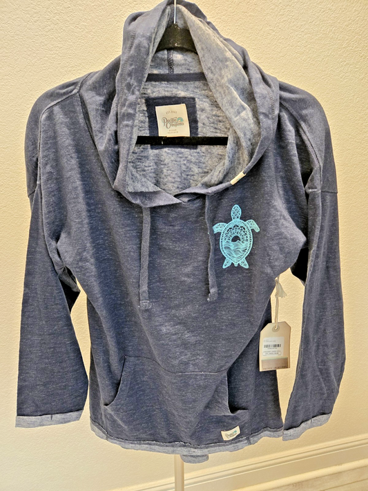 Pacific Creations Large Hooded Pullover Sweatshirt with Turtle Graphic