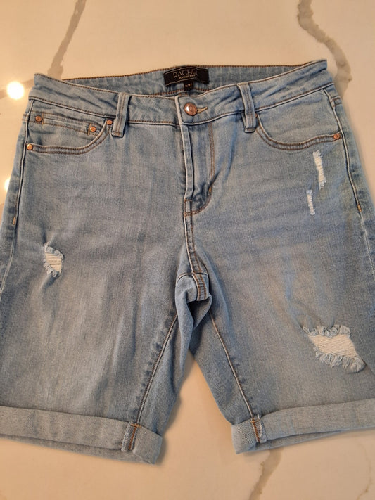 Rachel Roy Women's Distressed Light Wash Denim Bermuda Shorts Size 4/27