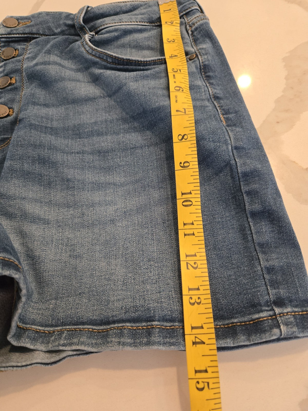 Nine West 12 Large High Rise Button Fly Denim Jean Shorts Women Medium Wash Stretch