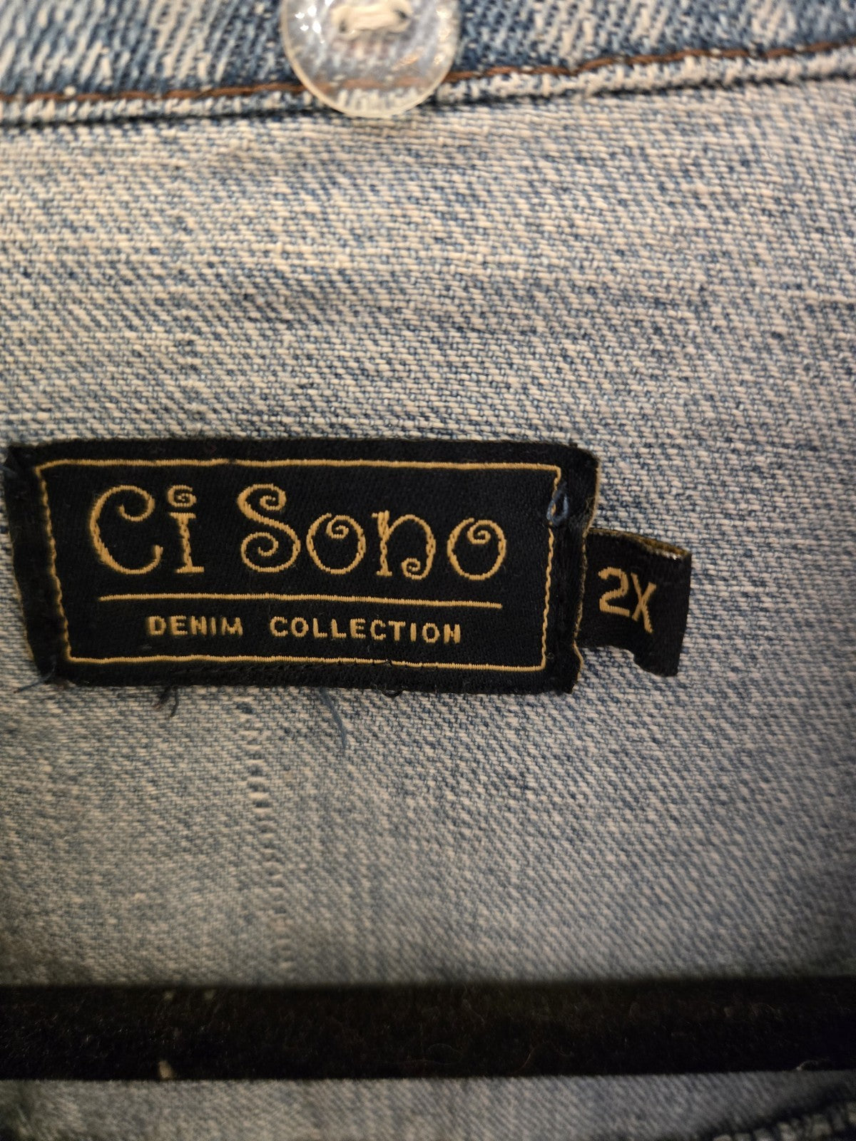 Ci Sono Denim Trucker Jacket SIze 2XL Classic Grucker Blue Fleece Collar Women's