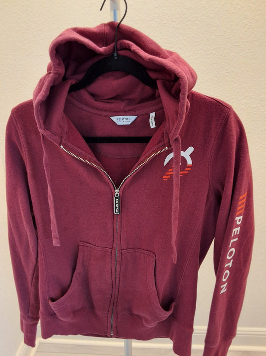 Peloton Official (2021) Fleece Full Zip Hoodie Burgundy w/ Logo Size S