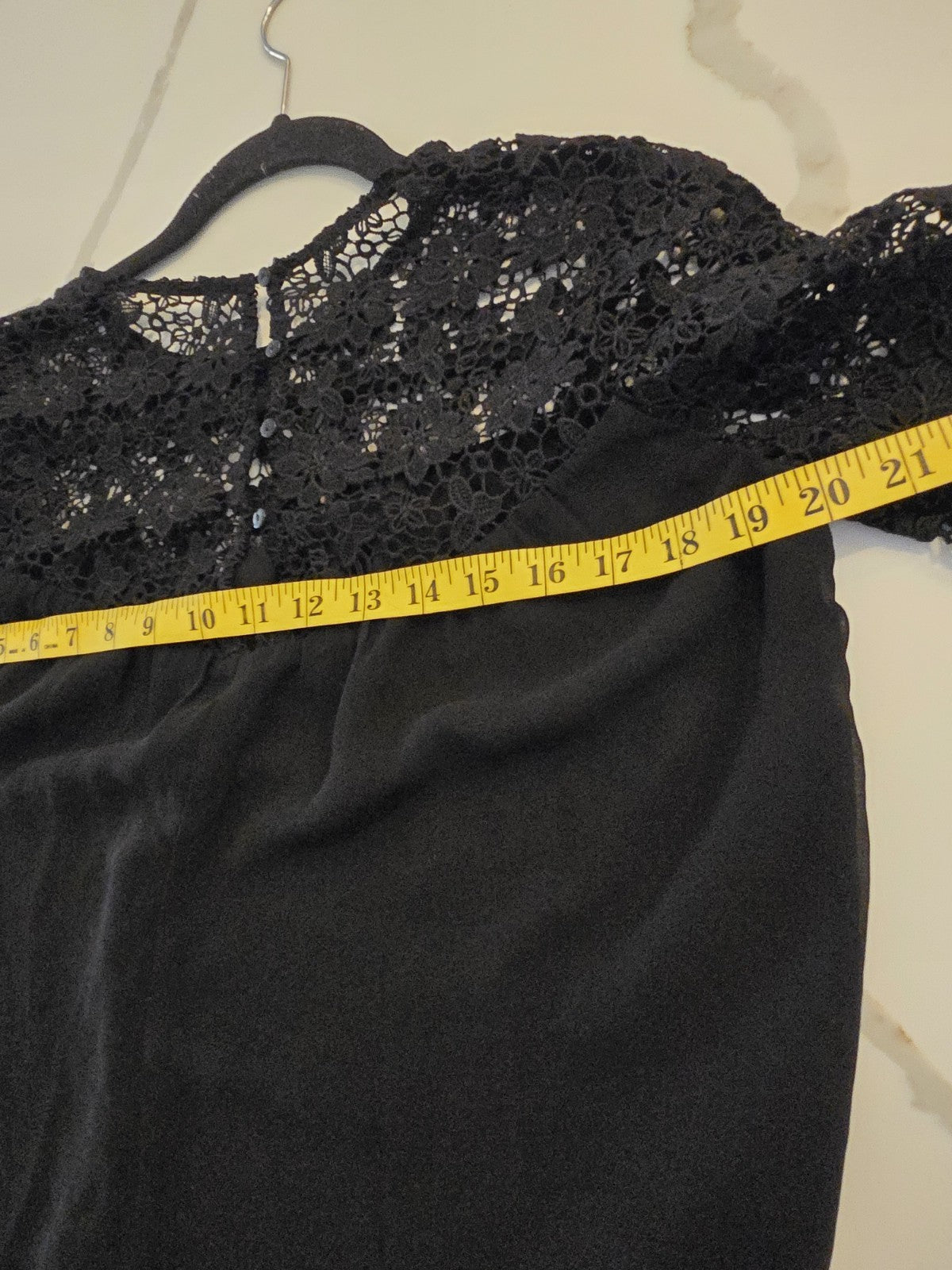 Mustard & Co. M Lace Blouse Womens Black Sheer Floral Yoke 3/4 Sleeve Top