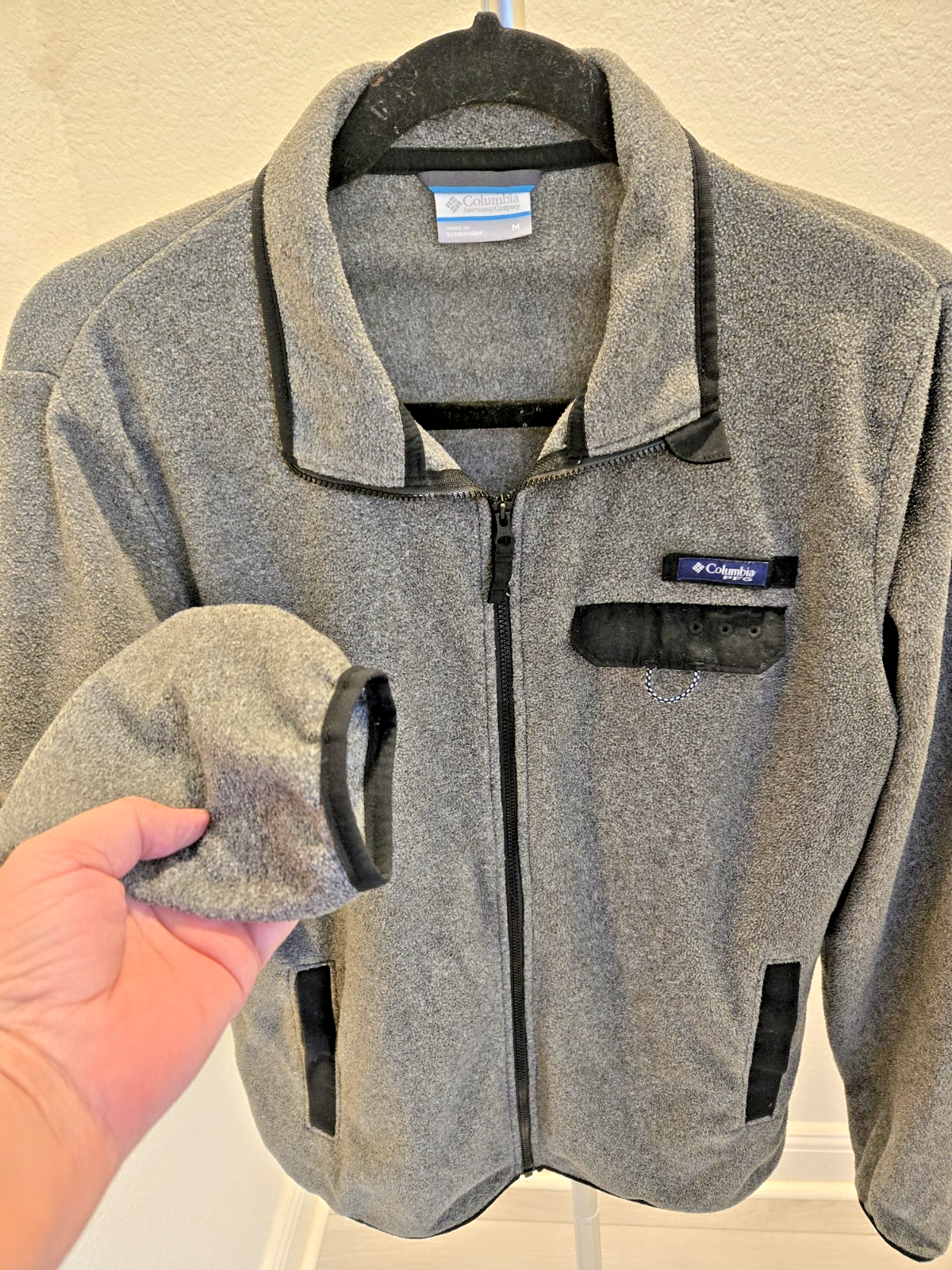 Columbia M Gorpcore Fleece Jacket Full Zip Chest Pocket Grey Quiet Luxury