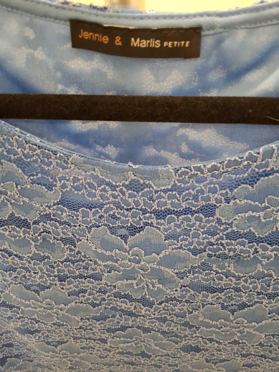 Jennie & Marlis Blue Floral Lined Sleeveless Crochet Lace Size Petite Size SP
