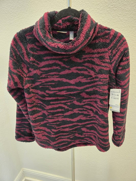 Zella Womens L Y2K Purple Zebra Furry Fleece Print Plush Sweatshirt $39 NWT