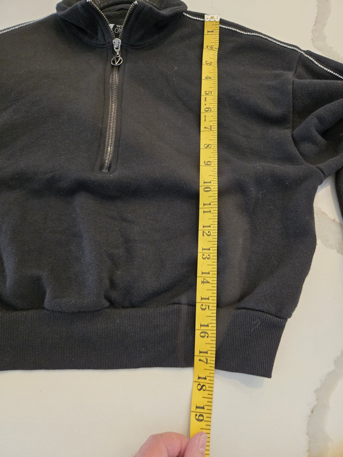 Victoria's Secret Bling Rhinestone Size M Crop Quarter Zip Sweatshirt Womens