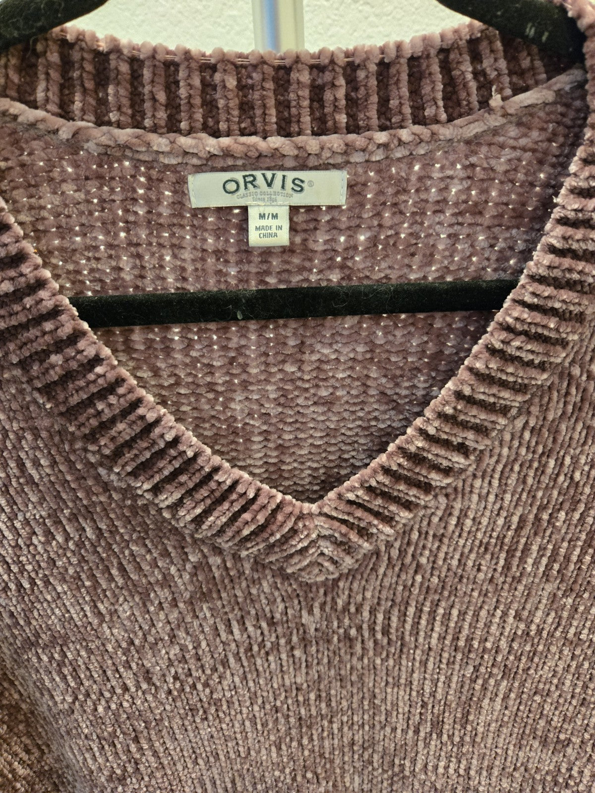 Orvis Ribbed Soft & Cozy Velour Pullover Sweater Plum Purple Women's Size M