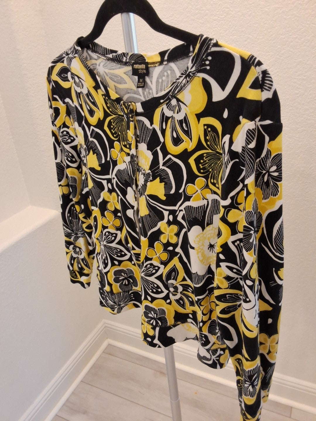Rafaella Multicolor Bold Sunrise Unique Cardigan Knit 3/4 Sleeve Womens Size S