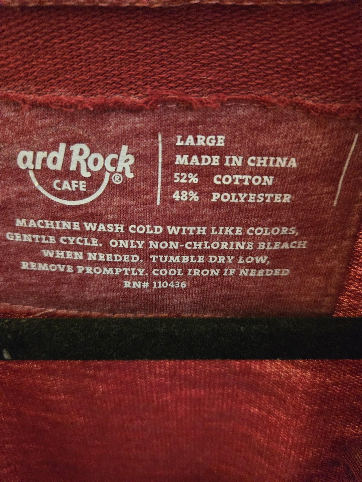 Hard Rock Cafe Guam USA Burgundy Hoodie L Women Lightweight V-Neck Lace Up