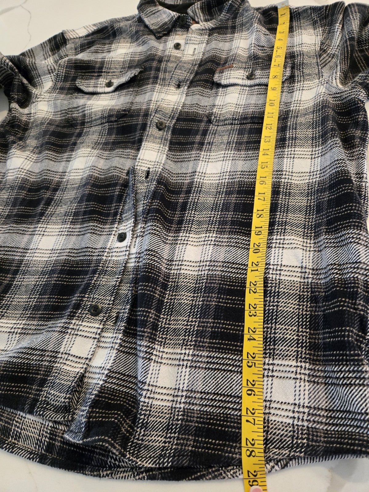 ORVIS Classic Collection Flannel Shirt Mens XL Black White Plaid Heavy Shacket